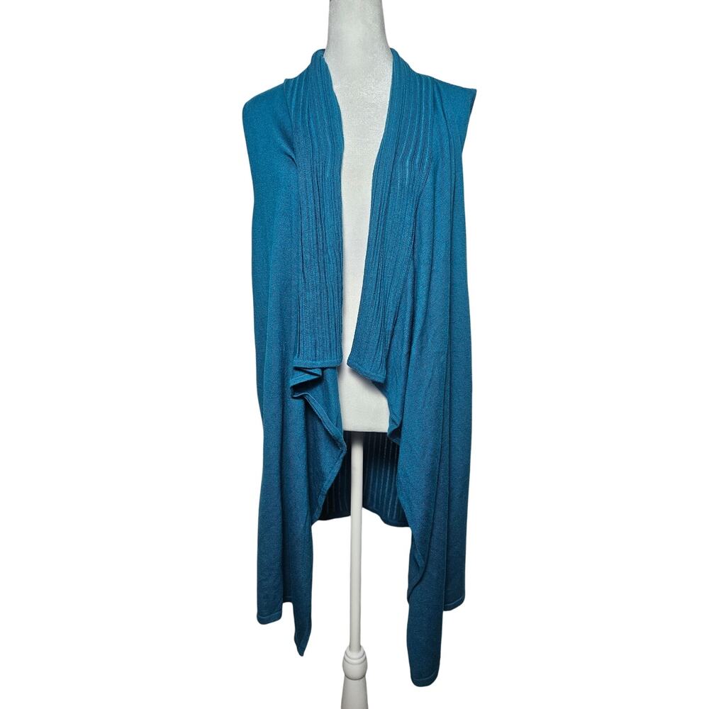 White House Black Market Women's Open Cardigan Tank Sweater Short Long Blue XS‎